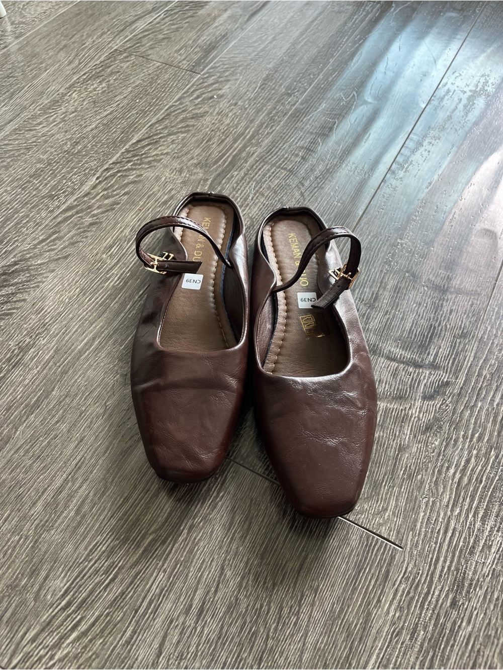 Brown Square-Toe Ankle-Strap Flats - Women